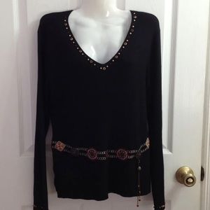 Boho hippie sweater, Embroidered, Med